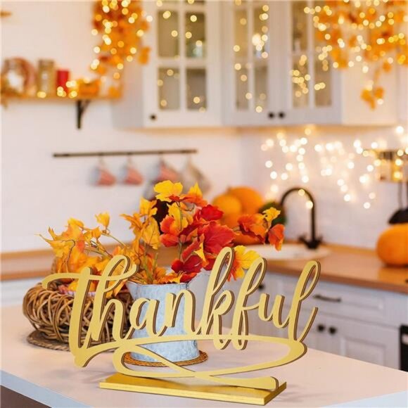 3 Pieces Thanksgiving Fall Letter Table Sign Thankful Grateful Blessed Standing - Picture 6 of 7
